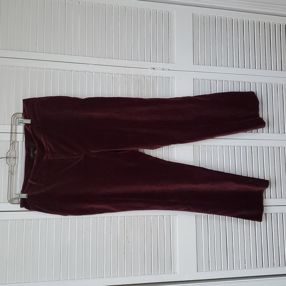 Ann Taylor Maroon Velvet Flare Pants Size 12 - Picture 3 of 8